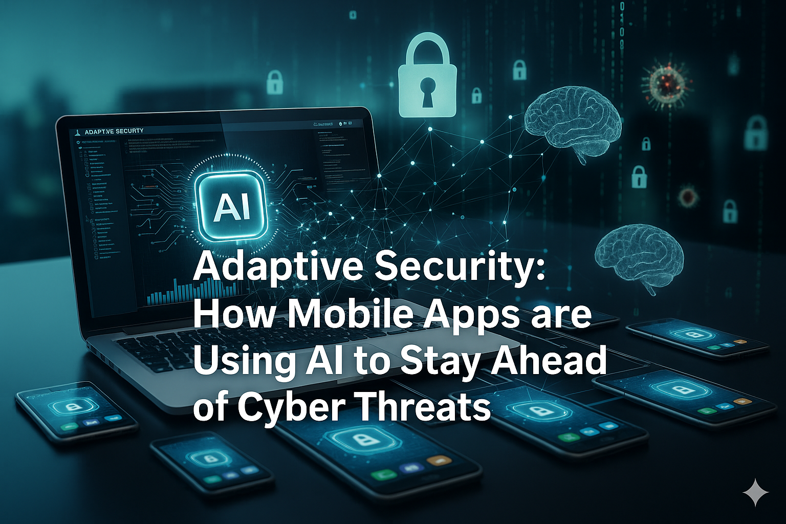 Adaptive security with AI in mobile apps, designed by a mobile app development company in Kerala for cyber safety