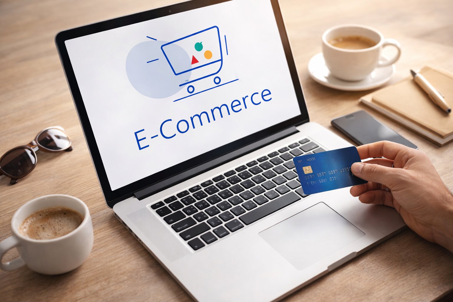 Person making an online payment on a laptop for an e-commerce website development company in India