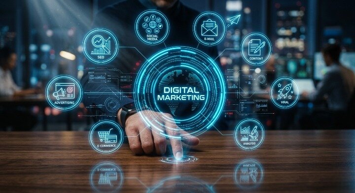 Professional digital marketing services in India with SEO, social media, and online advertising strategies.