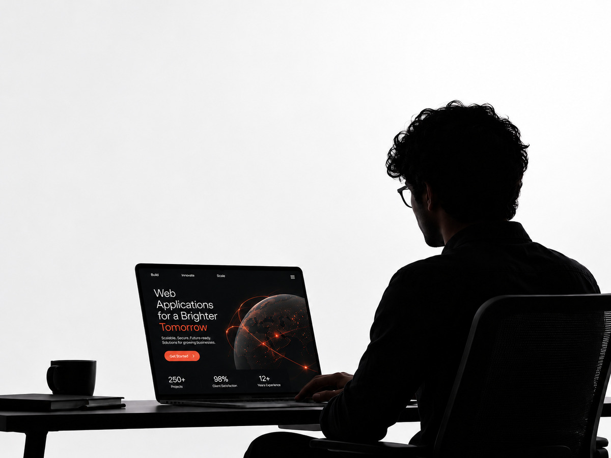 Web application development in Kerala with a developer working on a modern web application