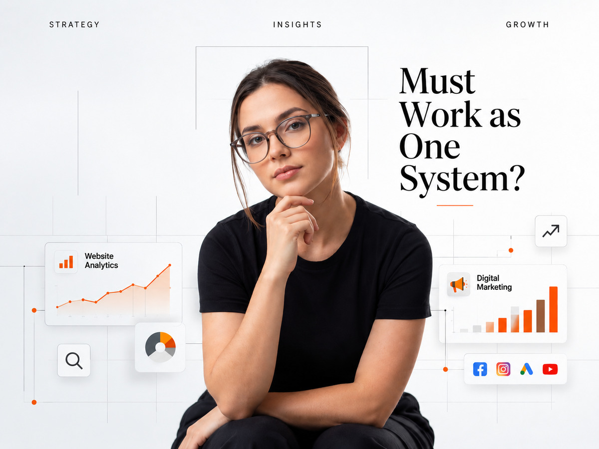Digital marketing strategy connecting website analytics, social media and business growth in India