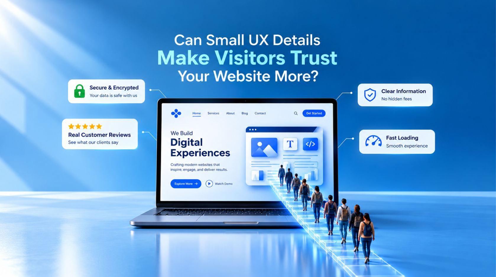 Web design services in Kerala featuring a modern UX interface designed to build website trust