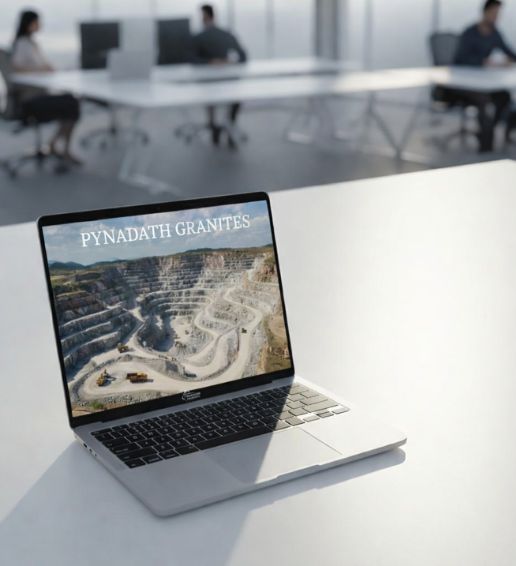 Open-pit granite quarry operations featured on Pynadath Granites website