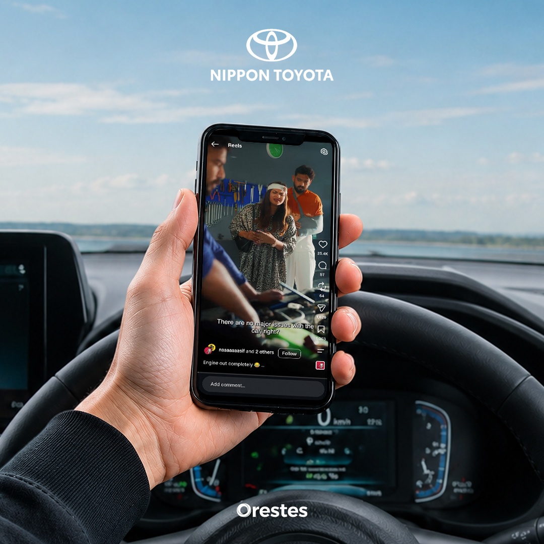 Nippon Toyota vehicle campaign featuring Fortuner and Onam promotional creatives against a scenic outdoor background