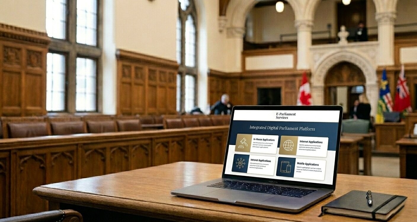 E-Parliament integrated digital platform showcasing web application development services for government institutions in Kerala