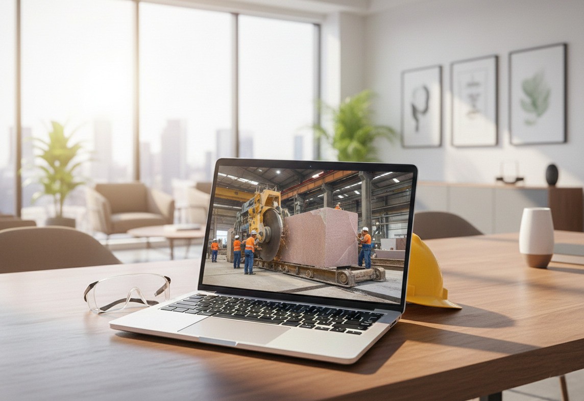 Open-pit granite quarry operations featured on Pynadath Granites website